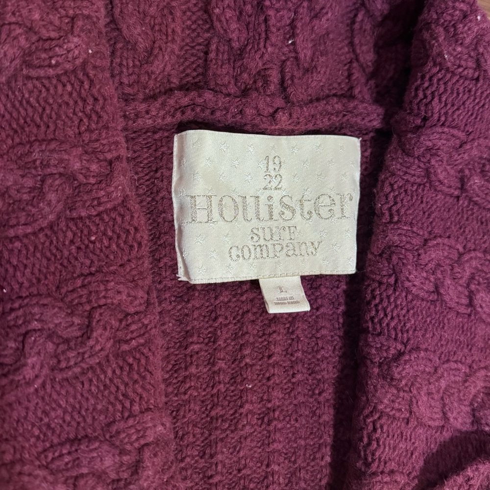 Y2K Hollister Chunky Cardigan Burgundy/Maroon - Picture 5 of 5